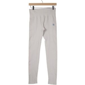 Cream Yoga High Waisted Seamless Ribbed Leggings Cream Off-White Size Small
